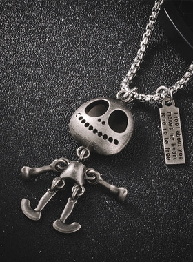 欧美潮牌饰品关节可活动男女个性嘻哈钛钢外星人项链吊坠