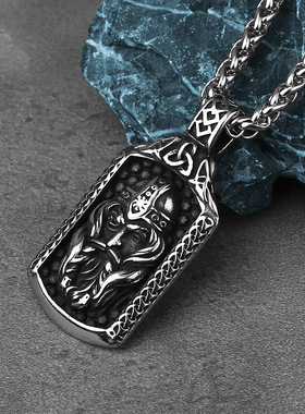 欧美维京奥丁带头盔钛钢吊坠北欧海盗吊坠士个性时尚吊坠朋克项链