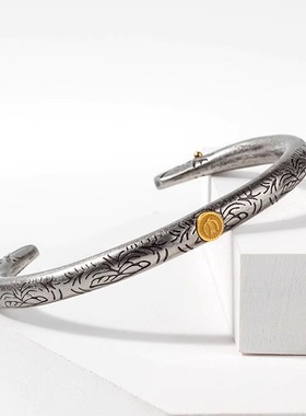 印第安中古时尚复古风唐草纹飞鸟点金鹰手镯男女手环潮百搭手饰品