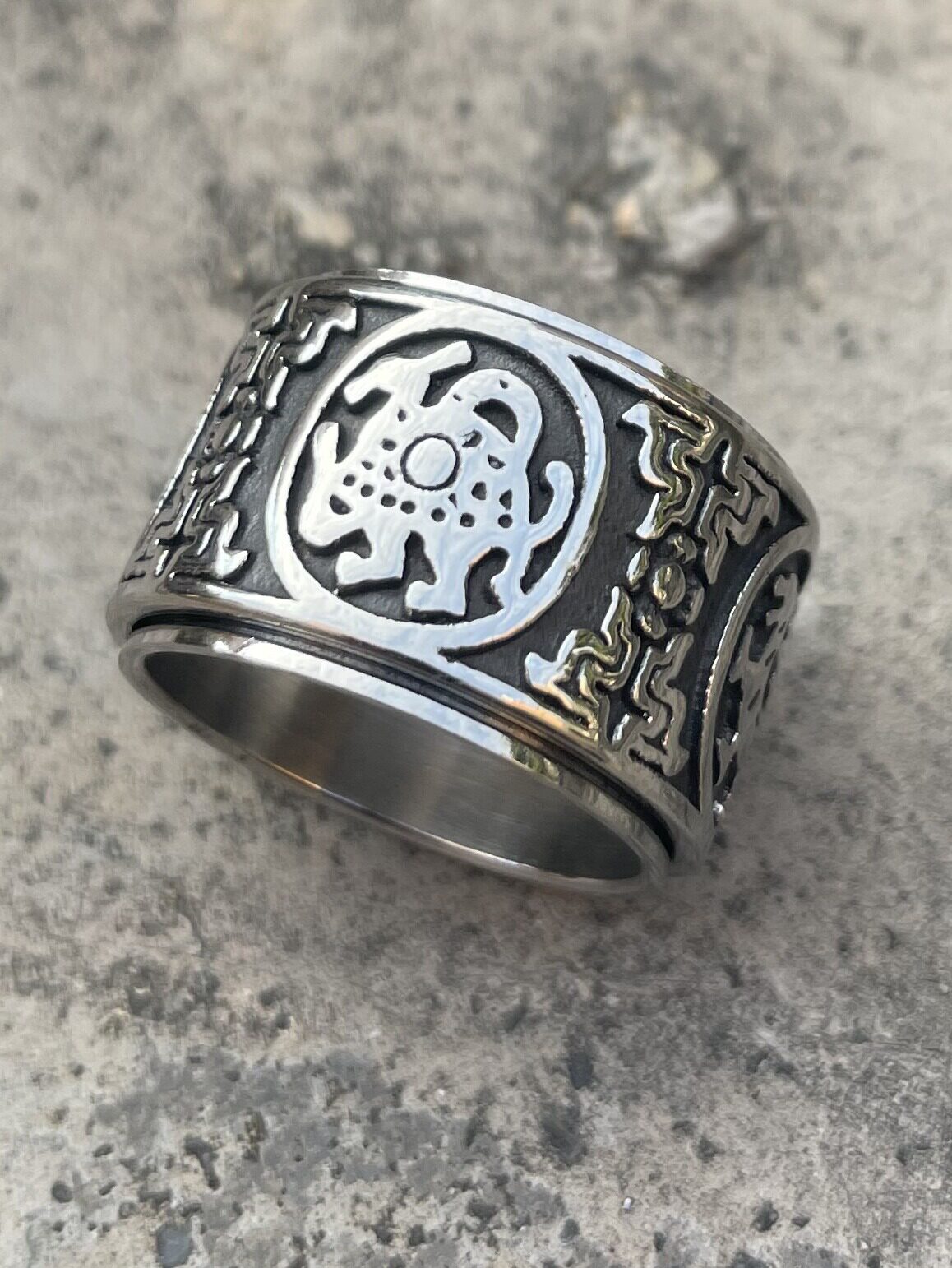 NATIONAL STYLE CHINESE YEAR OF THE DRAGON DOMINEERING SINGLE TITANIUM STEEL RING MENS PERSONALITY WRENCH HIGH-END FOUR DIVINE BEASTS INDEX FINGER RINGS