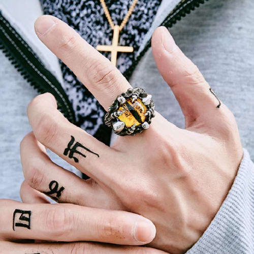 朋克风男士钛钢欧美戒指