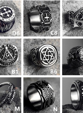 潮牌嘻哈个性复古钛钢戒指男款食指单身朋克高级感女士尾戒扳指环