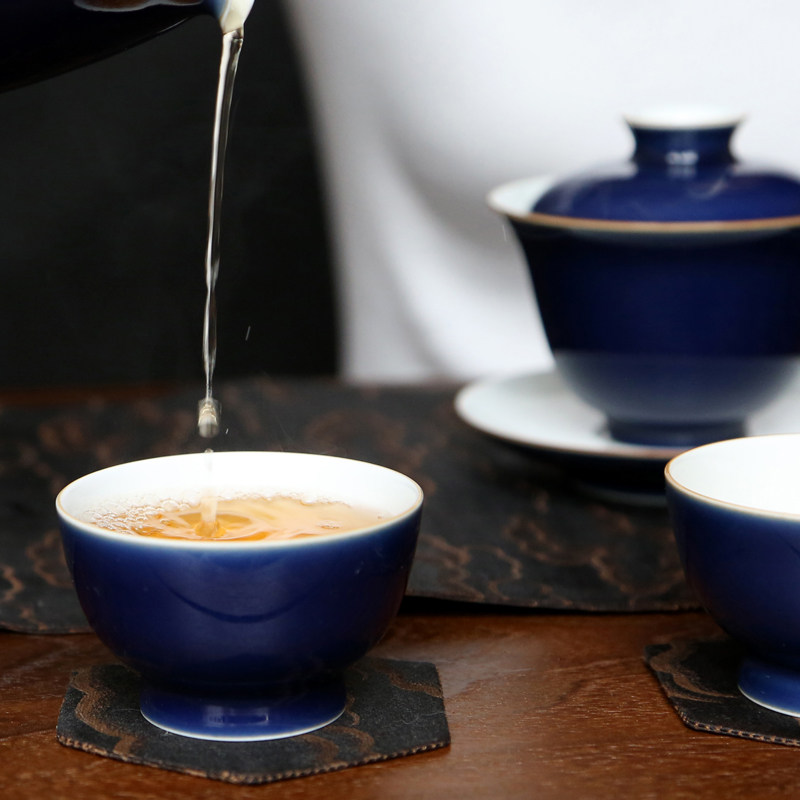 【罗汉杯 霁蓝】香满室 瓯浮光丨山山叠翠 茶器系列 手工矿物釉