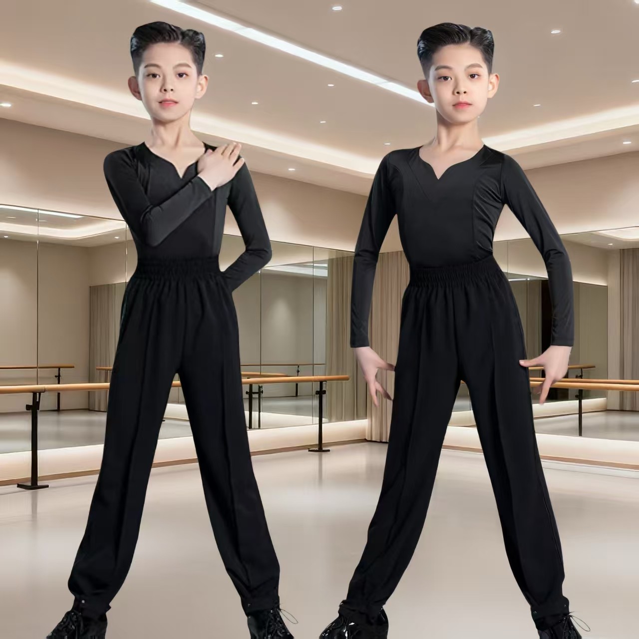 儿童拉丁舞服男童艺考练功服国标形体训练服舞蹈考级比赛演出服装