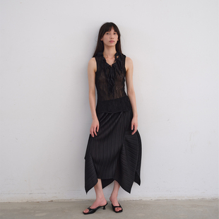 JT JANE压褶褶皱半身裙短裙 小众设计三宅款 不规则设计