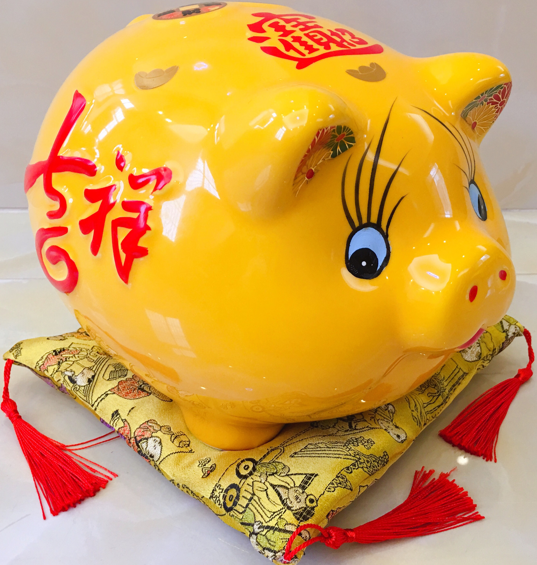 福猪吉祥如意招财猪儿童存钱罐小猪陶瓷摆件储蓄罐发财猪可存可取