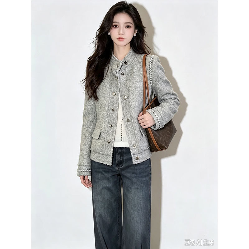 韩系高级感毛呢外套女秋冬名媛