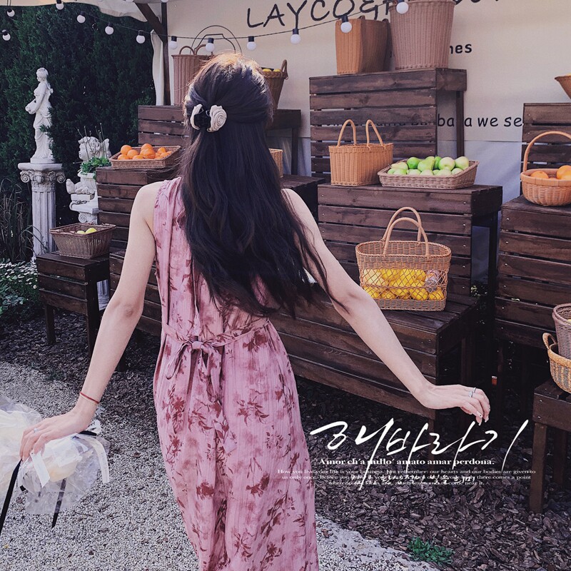 【现货】粉黛花序 气质系带度假背心裙 8126-P115-K168图片