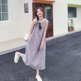 紫色牛仔无袖背心连衣裙女2025夏季新款显瘦独特绝美感高级感长裙，女装连衣裙，2C137