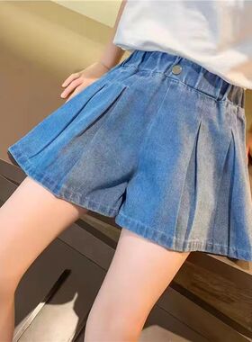 新款女童女装短裤夏季薄款儿童短裤花边宝宝外穿牛仔短裤中大童裤