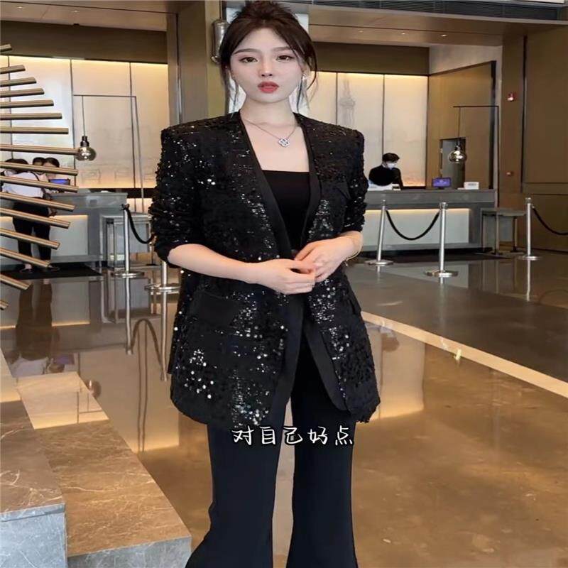 欧洲站气质亮片西装外套女2026年春秋新款高级感防晒衫西服上衣潮