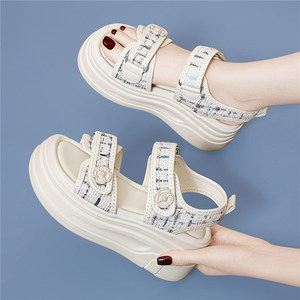 魔术贴百搭厚底凉鞋女2026新款夏季软底小个子增高运动休闲 沙滩