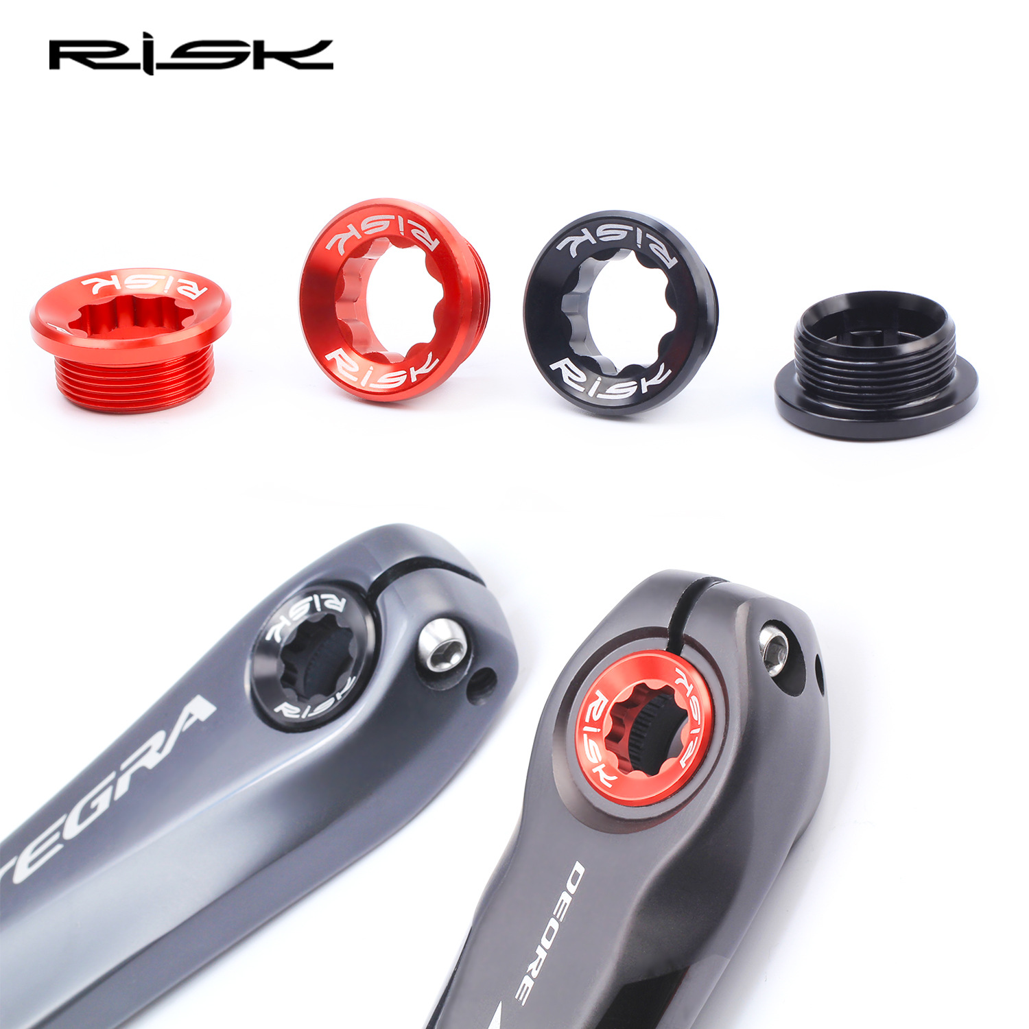 RISK 山地自行车彩色铝合金曲柄盖螺丝 BB中轴曲柄XT中空一体牙盘