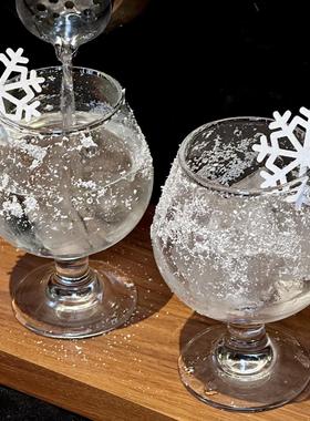 圣诞酒杯初雪微醺调酒杯白兰地杯创意鸡尾酒杯红酒高脚杯漂亮酒杯