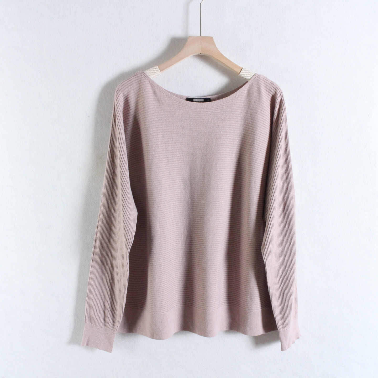 外贸奥大力亚单spo*rl宽松大码针织罩衫女装春秋坑条蝙蝠袖毛衣