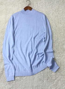 英锅单as*s99%棉质套头针织衫女春秋长袖半高领中长款上衣打底衫