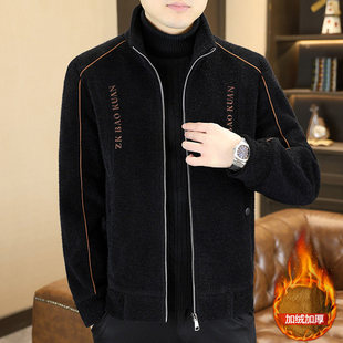 男士高端毛呢外套2026新款冬季加绒加厚妮子大衣青年修身立领上衣