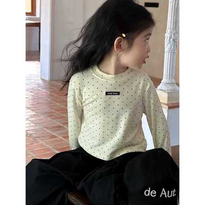 女童2024新款波点上衣秋装百搭
