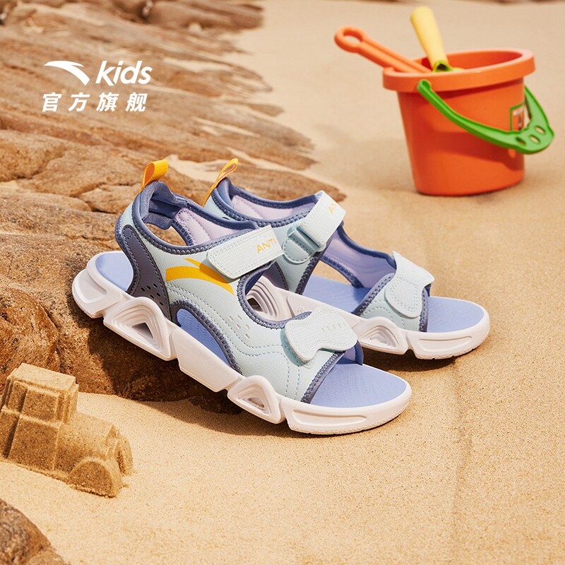 安踏儿童男大童沙滩鞋2025夏季新款舒适防滑耐磨中大童露趾凉鞋潮