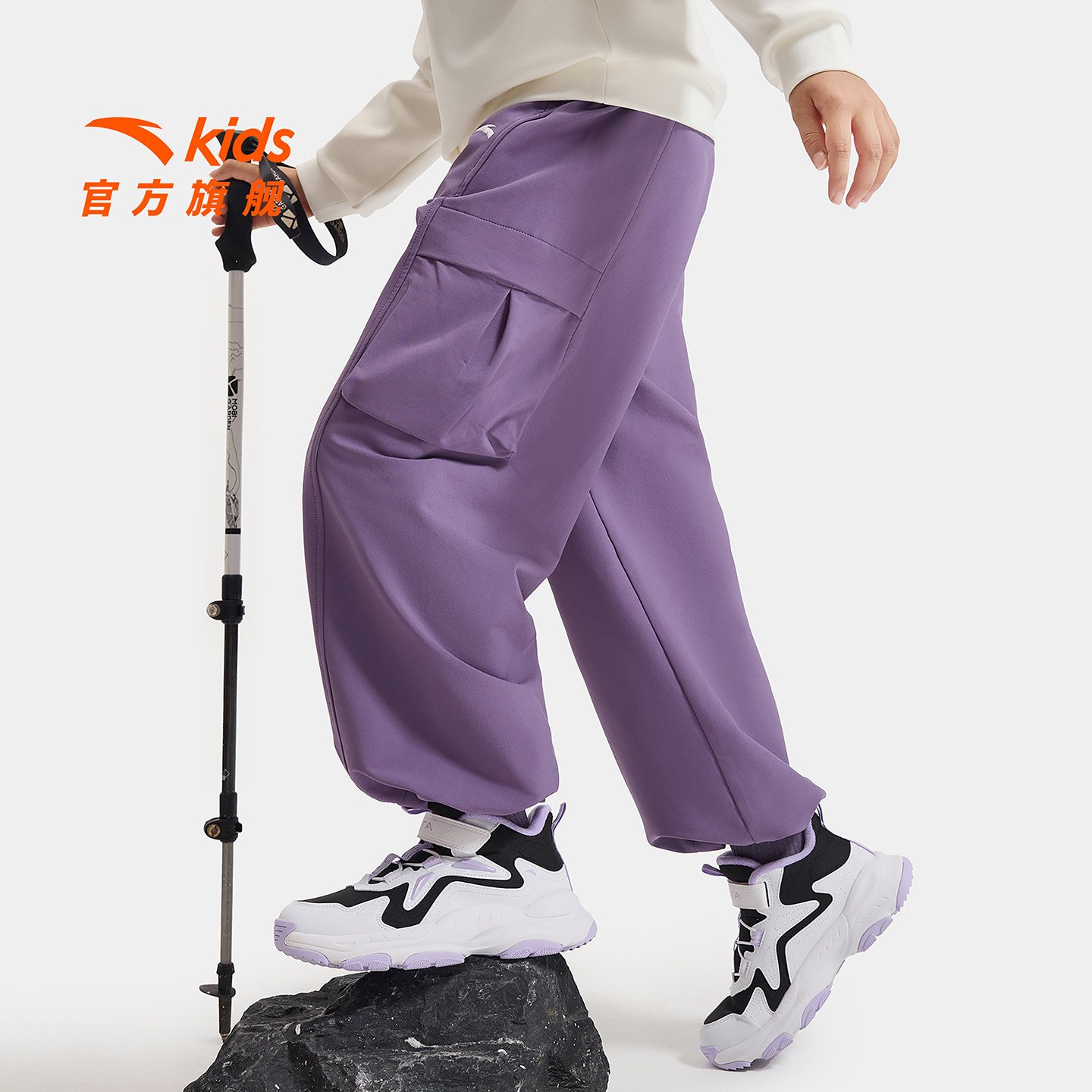 【软壳裤】安踏儿童女童裤子直筒裤秋冬款2026冬季新款运动工装裤