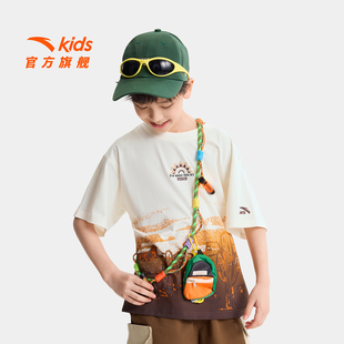 狮子王联名安踏儿童男童针织短袖2026年夏季新款舒适亲肤圆领短T