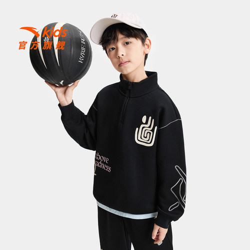 欧文系列安踏儿童卫衣男童套头衫
