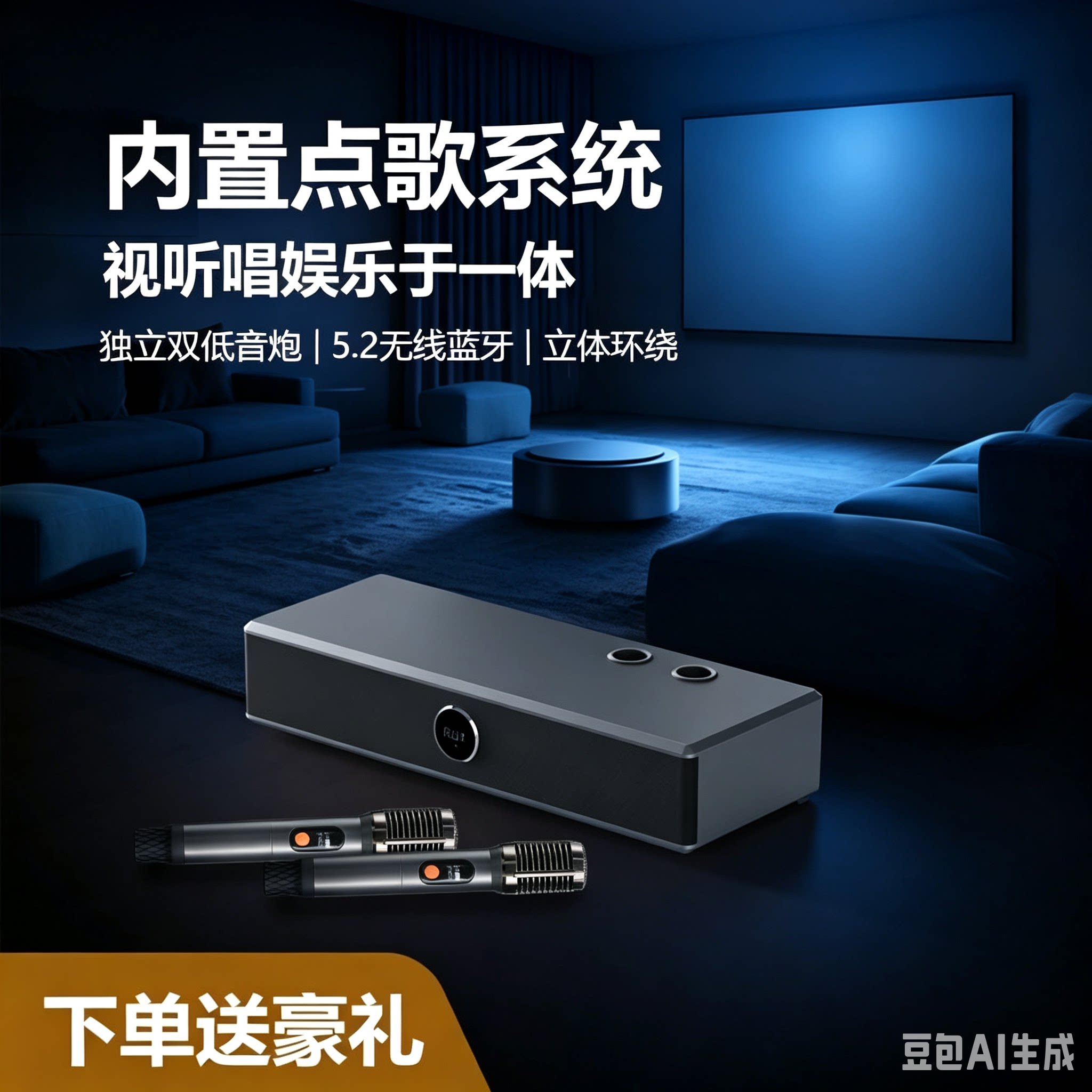 无线话筒麦克风套装家用KTV音响套装全套卡拉ok点歌功放