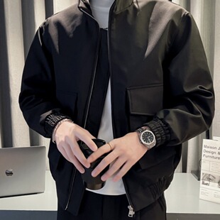 新款 卡其色外套男春秋款 飞行夹克春季 工装 立领棒球服 韩系潮牌短款