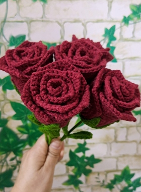 手工编织玫瑰花成品婚礼装饰结婚花束教师节朋友老师同学生日礼物