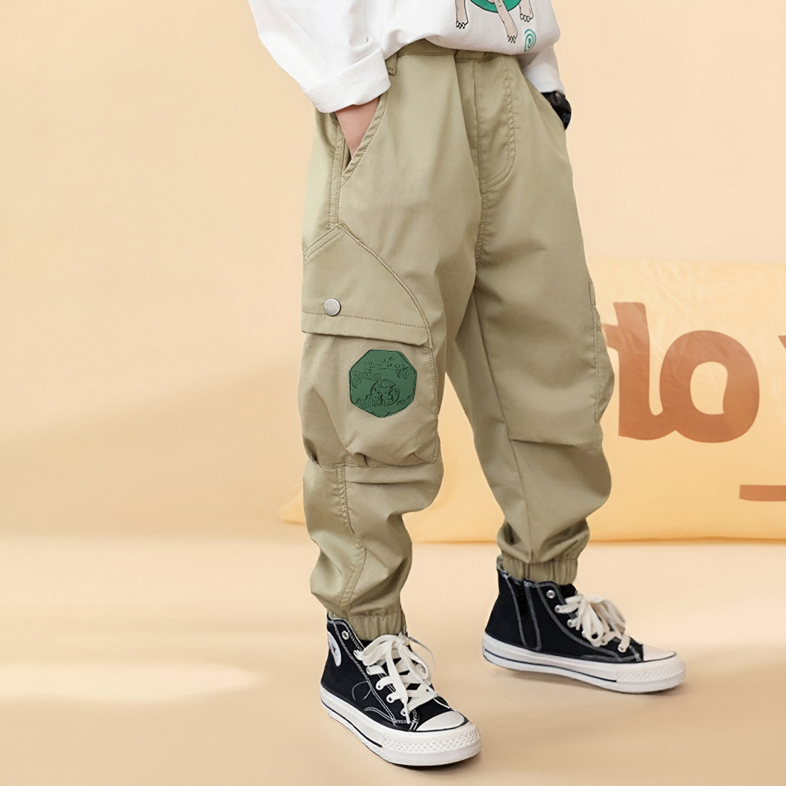 米西果春秋童装男童2025新款长裤九分秋季儿童裤子秋款男孩休闲裤