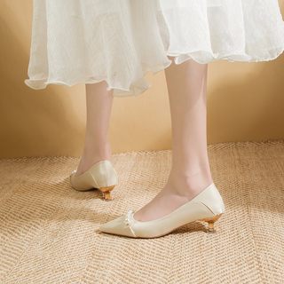 法式小众设计感尖头高跟鞋日常可穿伴娘新娘婚鞋单鞋女细跟小猫跟