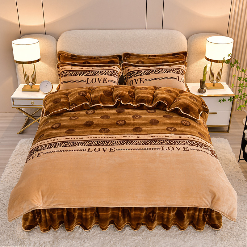 冬季加厚保暖金貂绒珊瑚绒四件套