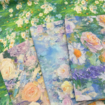 美式油画绚烂花朵印花布加密棉麻布料桌布面料diy装饰布头门帘布