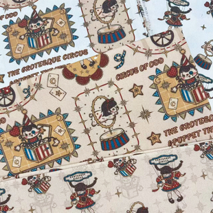 原创独家版权戏梦残章印花布加密棉麻布料diy手工布装饰布书皮布