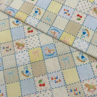 独家原创版权拼布木马diy手工布加密棉麻印花布料装饰面料书桌布