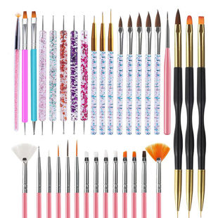 美甲刷子套装 光疗戳笔刷美甲笔晕染彩绘点钻拉线画花渐变工具套装