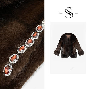 NIMOSHI【高定】欧式新款冬季时尚拼接设计气质显瘦短外套D0401