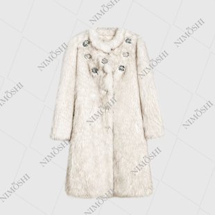 轻奢秋冬时尚气质重工钉珠长款外套 L5026