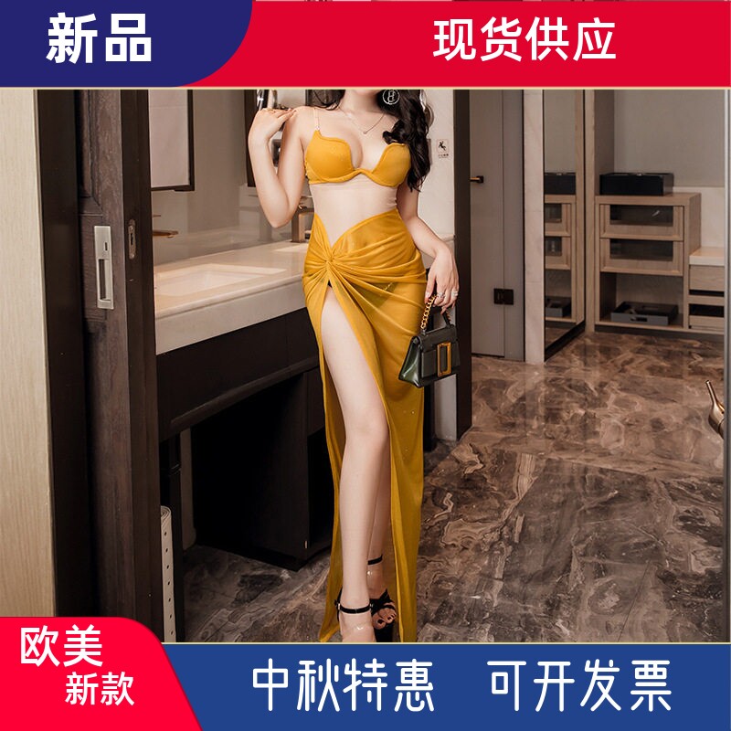 晚礼服女开叉连衣裙高级性感修身长群气质宴会吊带亮片露胸小姐