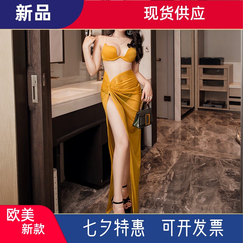 晚礼服女开叉连衣裙高级性感修身长群气质宴会吊带亮片露胸小姐