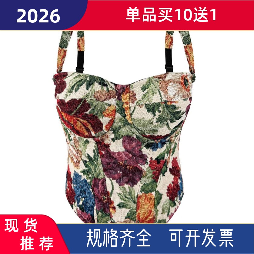 跨境新款性感抹胸上衣吊带内搭外穿带胸垫复古宫廷风鱼骨胸衣