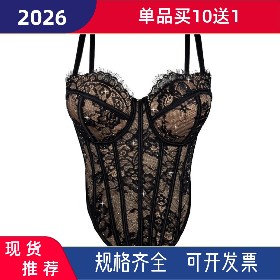 新款性感蕾丝吊带背心女外穿塑形胸衣聚拢内衣鱼骨抹胸上衣