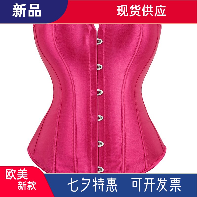 跨境货源欧美热销束身衣仿真丝塑身色丁面料婚纱礼服打底美体