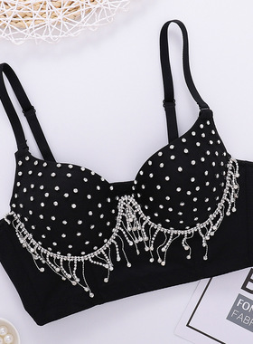 Nailed tassel fishbone camisole vest钉珠亮钻流苏鱼骨吊带背心