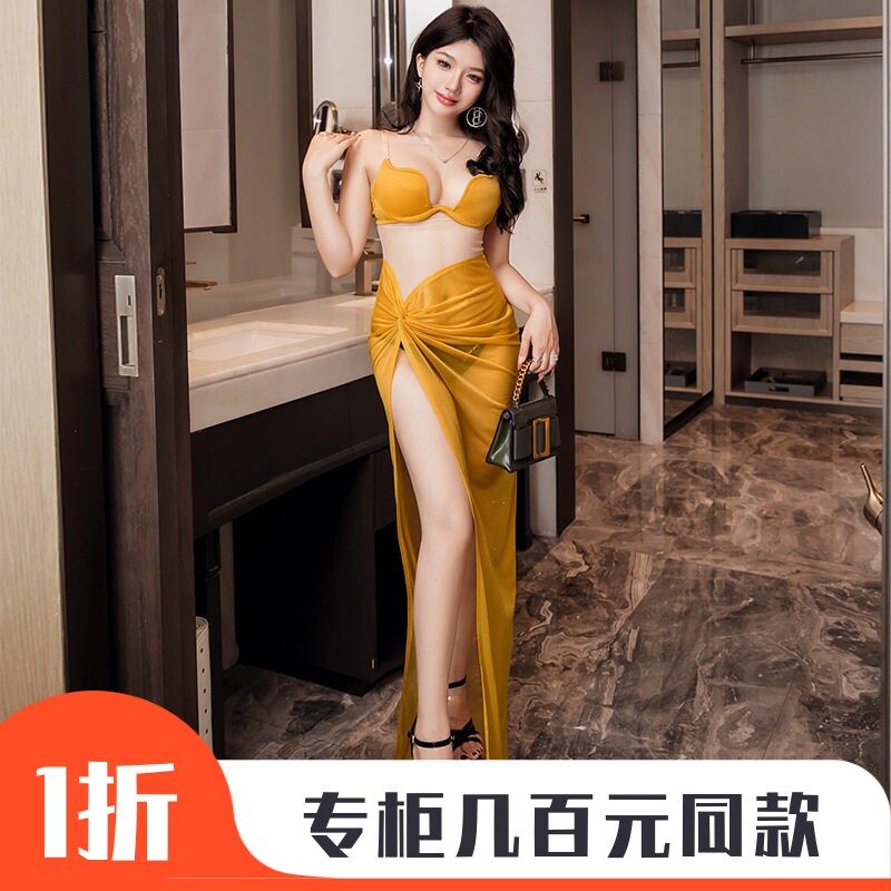 晚礼服女开叉连衣裙高级性感修身长群气质宴会吊带亮片露胸小姐