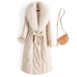 海宁真皮羽绒服女中长款2026冬新款加厚保暖皮衣狐狸毛领皮草外套