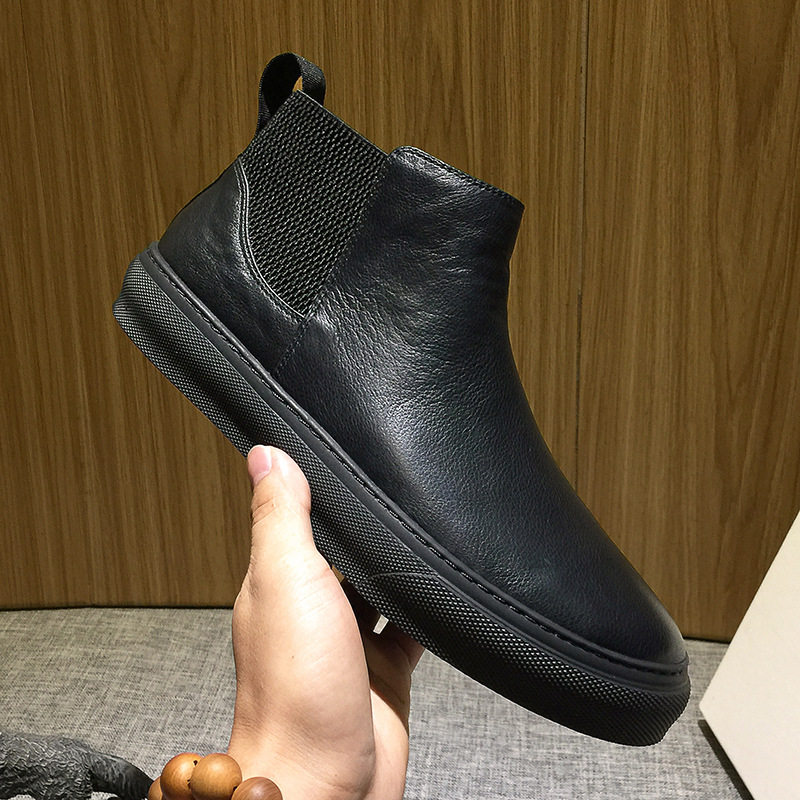 2025新款切尔西靴男春秋英伦风真皮短靴懒人马丁靴一脚蹬透气潮