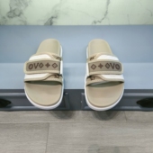 夏季 休闲 男沙滩鞋 真皮针织一字拖男欧洲站夏天时尚 外穿魔术贴拖鞋