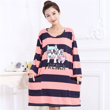 Thêm kích thước lớn nightdress chất béo mm200 kg cộng với phân bón tăng nữ mùa hè cotton ngắn tay áo phương thức Hàn Quốc phiên bản của bộ đồ ngủ dài