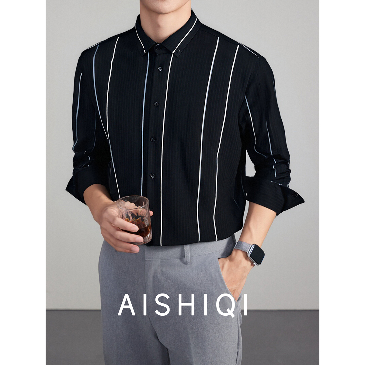 超帅男款长袖衬衫高级感显瘦